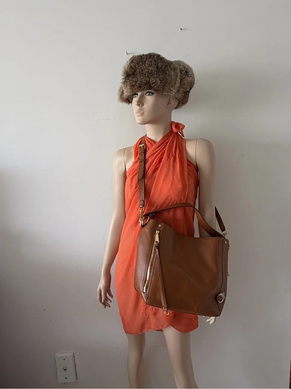 NWT Rebecca Minkoff Pebbled Cognac Leather Hobo Shoulder Bag
